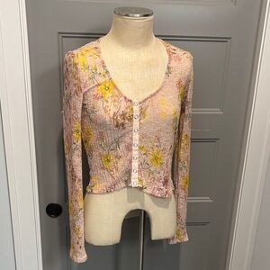We The Free Pastel Pink Floral crop top